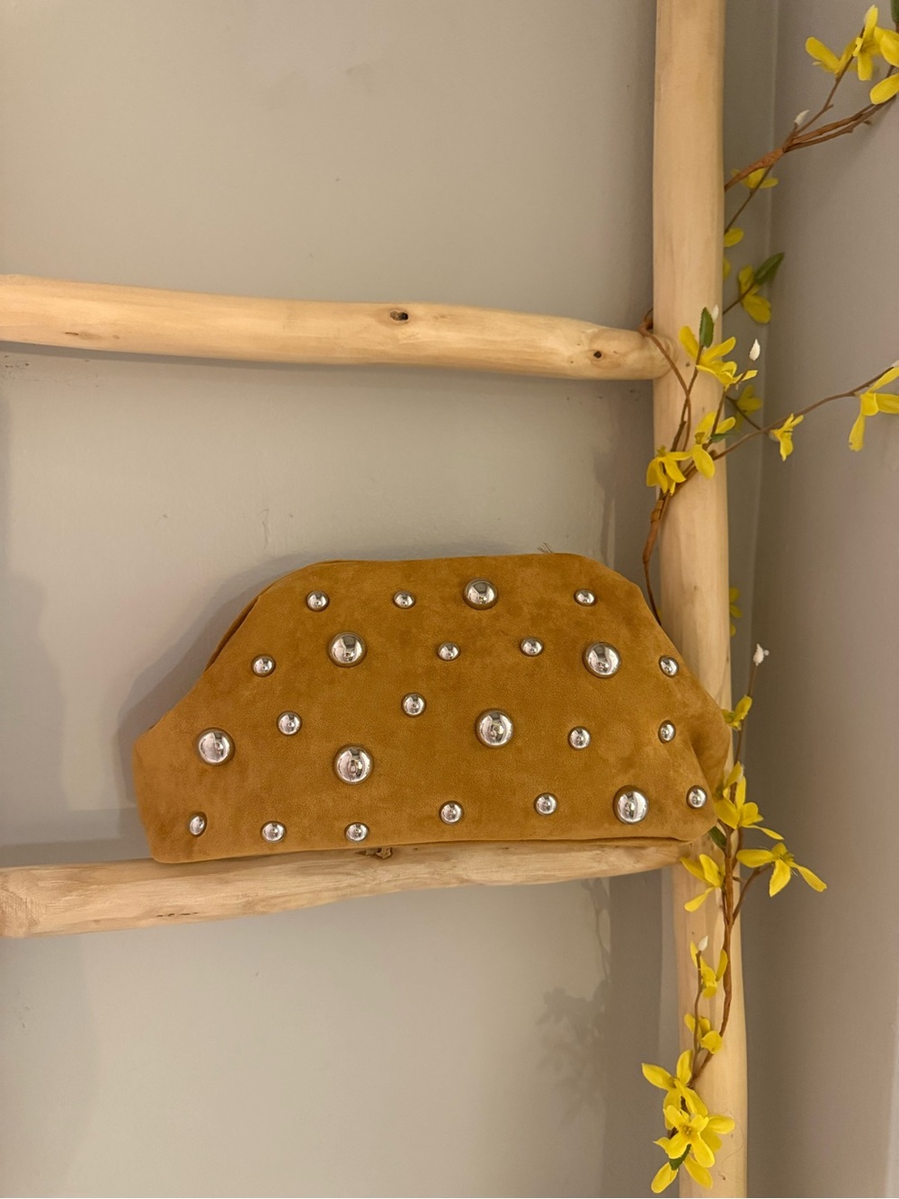 A New Day Studded Clutch Tan Bag